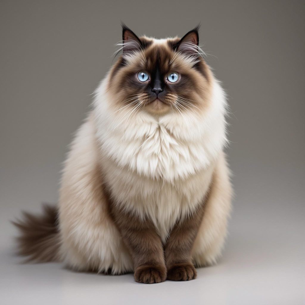 Ragdoll full-length, showing off a large build and elegant form